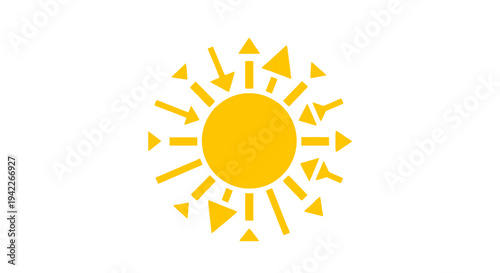 Yellow Sun Symbol with Arrows.
