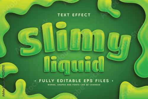 Green slimy liquid text effect with editable EPS files