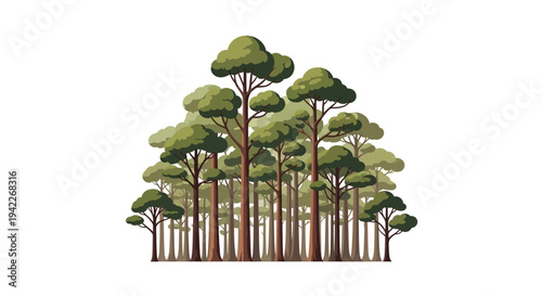 Illustration of a lush tropical rainforest with trees on a white background, symbolizing the International Day of Forests with a global event theme.