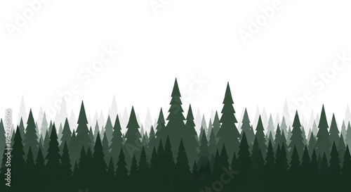 Illustration of a dense forest with a gradient of dark green trees on a white background, symbolizing the International Day of Forests with a business-friendly design element.
