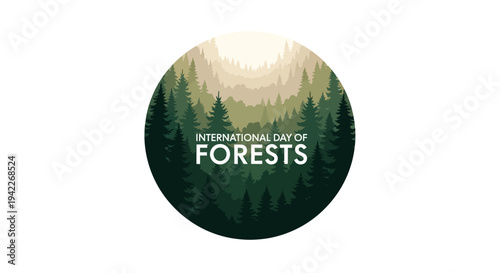Illustration of a character icon for International Day of Forests with a tropical rainforest background and trees, symbolizing a global event for business and environmental awareness.