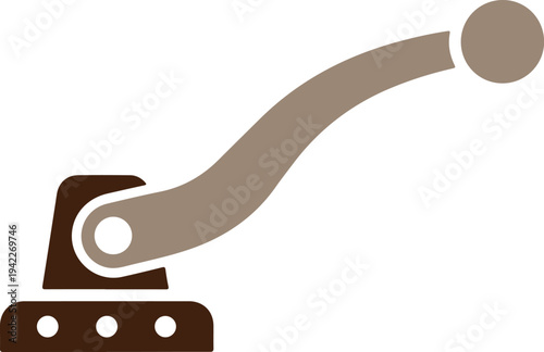 Metal gear lever in industrial setting, old machinery part, mechanical component