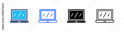 Laptop Multi Style Icon Set Vector 
