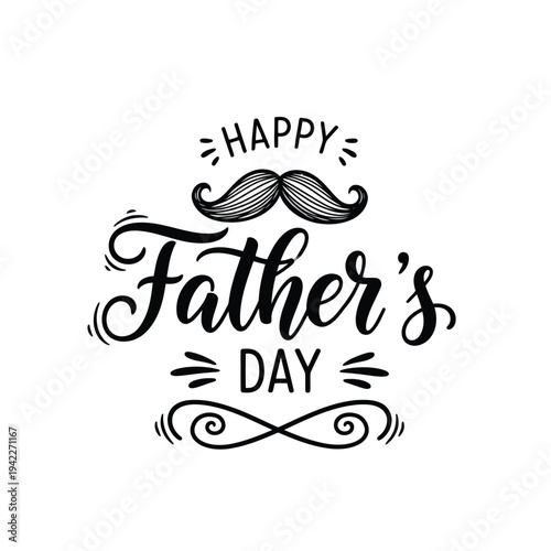 Illustration of happy fathers day typography with mustache on vector