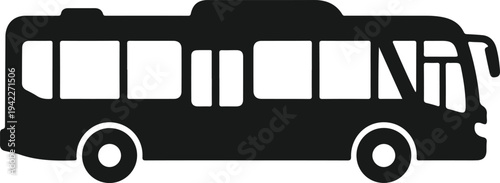 Modern city bus silhouette with large windows and streamlined body for urban public transportation commuting and passenger service concepts