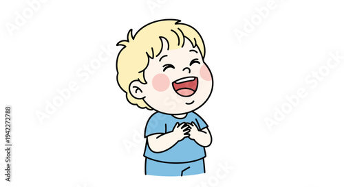 Happy Cartoon Child Laughing with Joy.