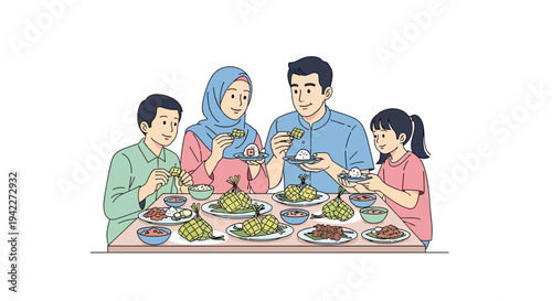 Family Eating Together at Dinner Table.