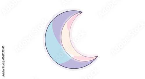 Crescent Moon Illustration with Pastel Colors.