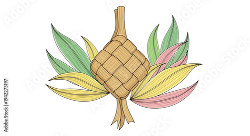 Pineapple Fruit with Leaves Illustration.