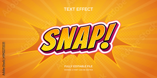 Vibrant orange color comic book style editable text effect with yellow font
