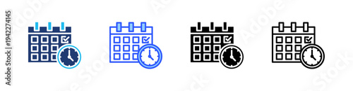 Schedule Multi Style Icon Set Vector 
