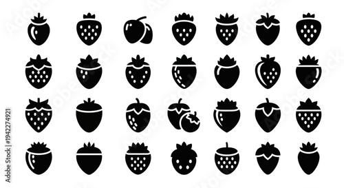 Collection of various fruit icons in black silhouettes displayed on a grid layout
