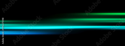 青と緑の光の曲線が美しい抽象テクノロジー背景素材
