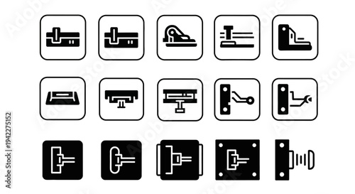 Collection of Simple Black and White Icons Representing Various Audio Equipment and Sound Devices in a Grid Layout