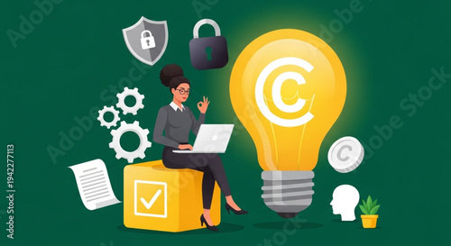 World Intellectual Property Day Safeguarding innovation and intellectual assets in the digital landscape, with a professional demonstrating secure creative work and idea protection