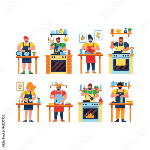 A collection of professional business people and office worker characters in a flat cartoon vector illustration set featuring a diverse group of men and women icons for corporate use