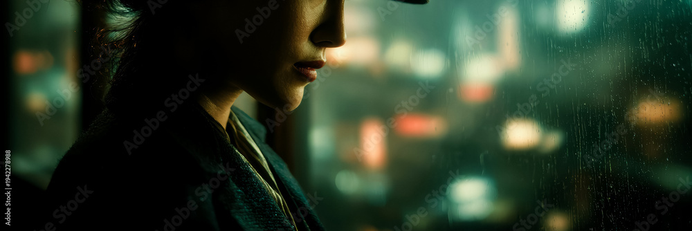 Naklejka premium A female detective using intuition and observation to uncover the unknown combining intellect elegance and the strength of women in solving mysteries