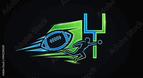 American football player kicking ball.