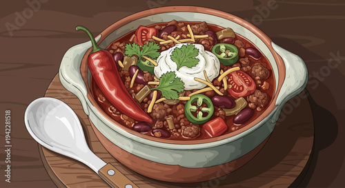 A bowl of chili con carne.