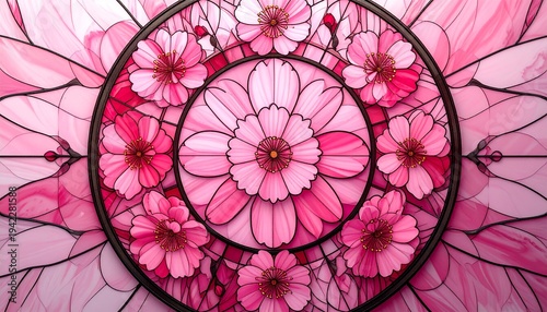 Circular Sakura Stained Glass Design