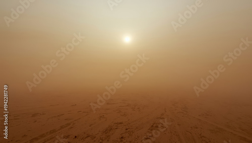 Wallpaper Mural Sunlit desert horizon with hazy sand and distant sun Torontodigital.ca