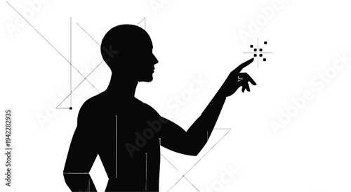 Human-computer interaction concept showcasing futuristic digital interface technology