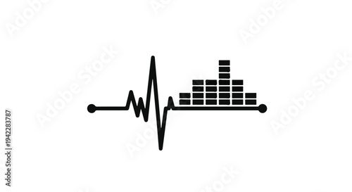 Soundwave Heartbeat Pulse ECG Graphic Representation of Music and Life