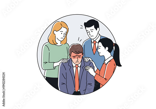 Business People Offering Support and Comfort to a Stressed Coworker During a Difficult Work Situation Helping Hand Empathy Understanding Concept