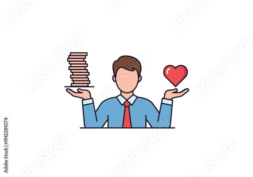 Man Balancing Workload Against Personal Well being Making Lifestyle Choices Between Career And Health And Happiness Decisions