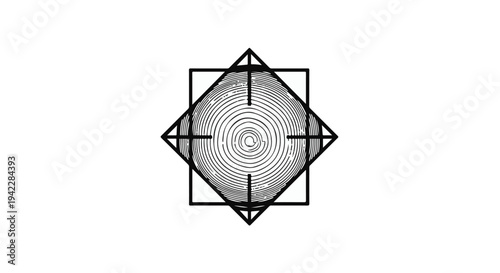 Geometric Target Symbol with Concentric Circles and a Square Frame