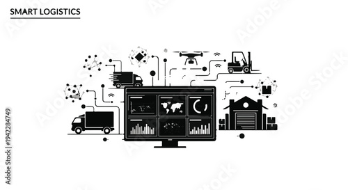 Integrated smart logistics network with real-time data monitoring and autonomous delivery solutions