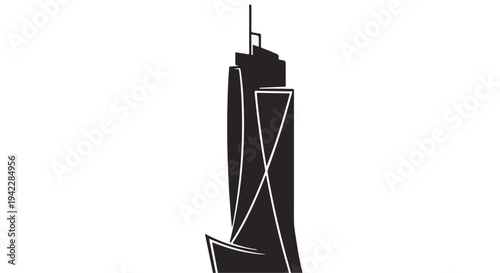 Modern Sleek Skyscraper Design Vector Illustration of a Towering Urban Building