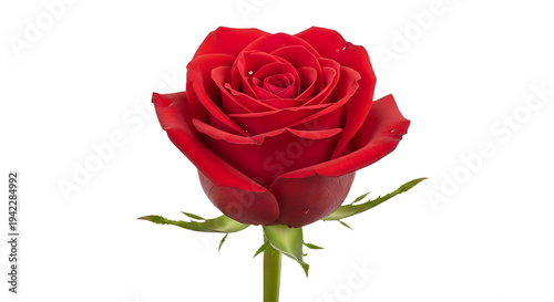 A single red rose isolated on white background.