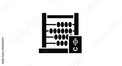 Abacus calculation icon simple vector illustration with beads and counter