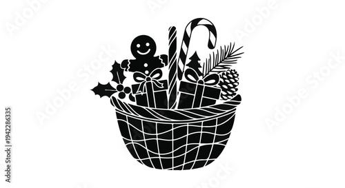 Whimsical Christmas Gift Basket Filled With Festive Goodies And Holiday Cheer