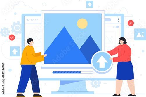 vector illustration of a man with a laptop