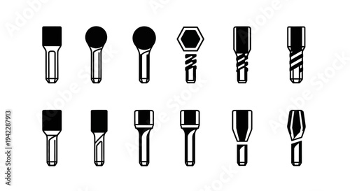Collection of various makeup brushes displayed in a grid on a white background from a direct viewpoint