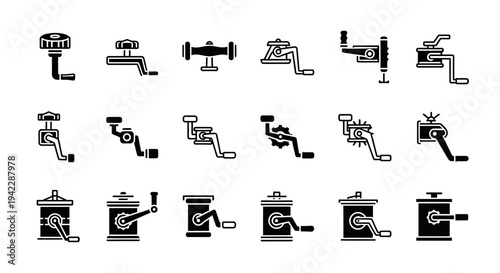 Collection of coffee grinder illustrations in various styles and viewpoints