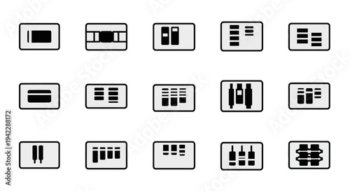Collection of Various Minimalist Icons Representing Different Concepts and Objects on a Clean Background from a Straight-On Viewpoint