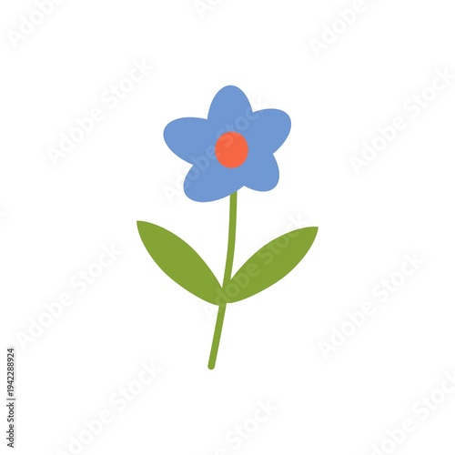Flat style blue flower with modern minimal look