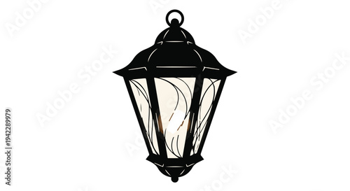 Illustration of a vintage gas lantern with clear glass panes on a white background