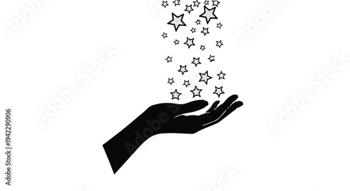 Symbolic Hand Catching Falling Stars A Vision of Dreams, Hope, and Enchanting Cosmic Destiny