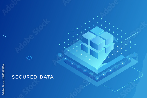 Abstract isometric representation of data security and network connections
