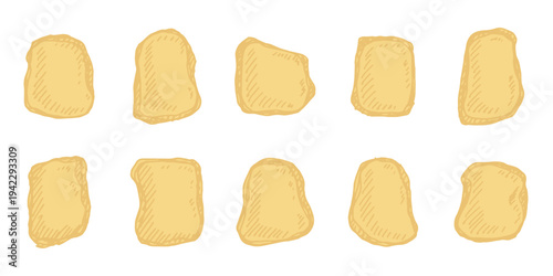 Hand drawn gold rocks Gold nuggets Gemstones For game environment, design