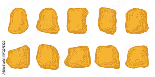 Hand drawn gold rocks Gold nuggets Gemstones For game environment, design