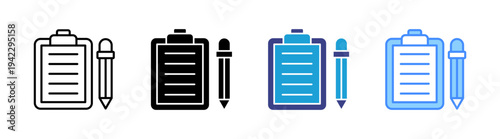 Clipboard icon set multiple style collection