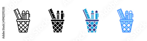 Pencil Case icon set multiple style collection