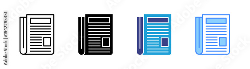 Newspaper icon set multiple style collection