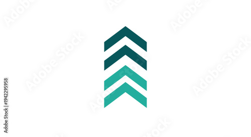 Abstract teal chevron stack logo with upward arrows in a minimalist design.