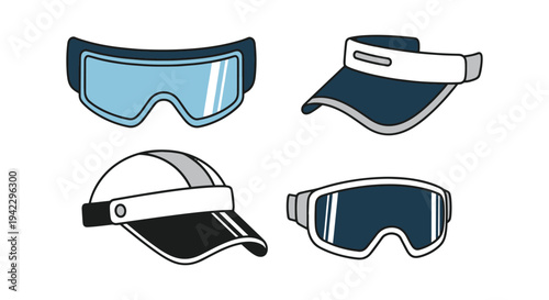 Visor Line art vector set modern abstract tone